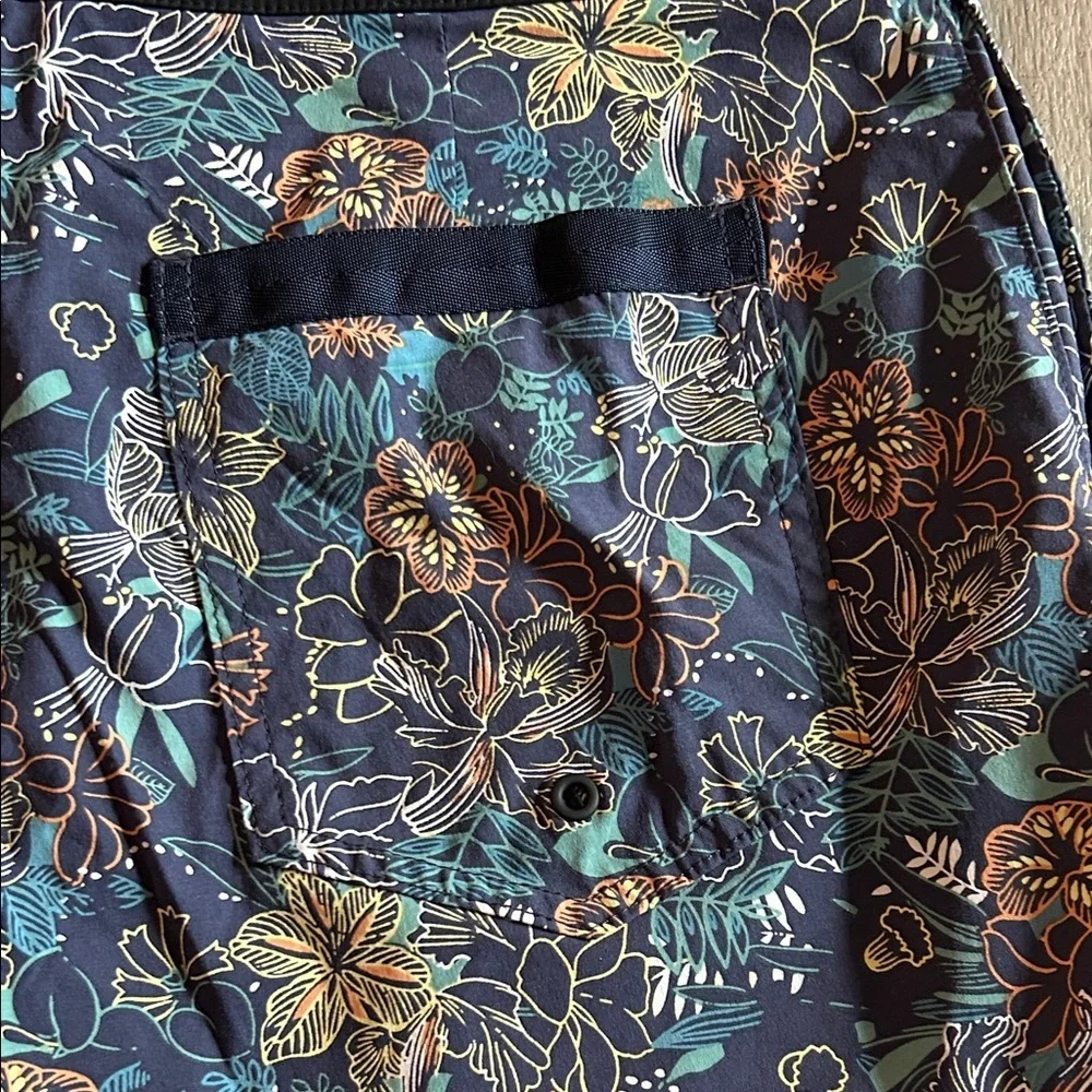 J. Crew Blue and Black Floral Men's Swim Shorts